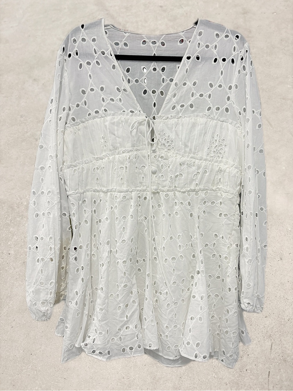 White Cotton Eyelet Mini Dress
